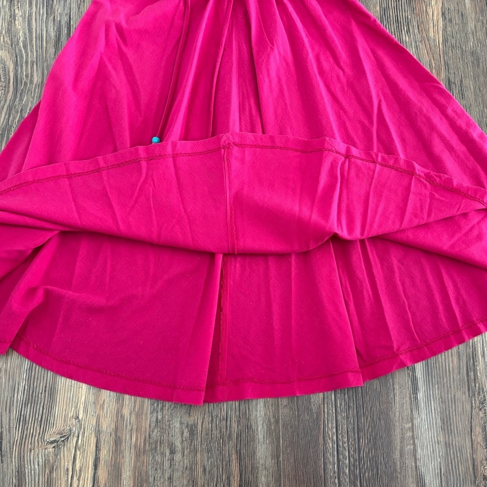 *Read Vtg A-Line Midi Skirt XS/S Fuchsia Elastic Waist Belt Colorful Beads BOHO - Picture 7 of 9